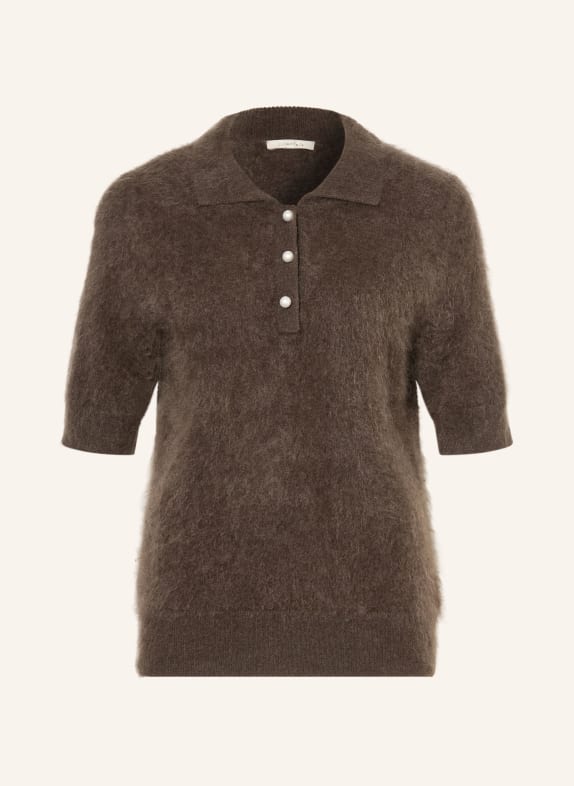 lilienfels Polo en maille de cachemire MARRON FONCÉ