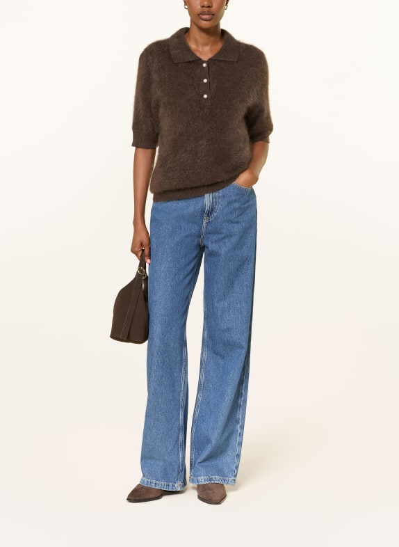 lilienfels Polo en maille de cachemire MARRON FONCÉ