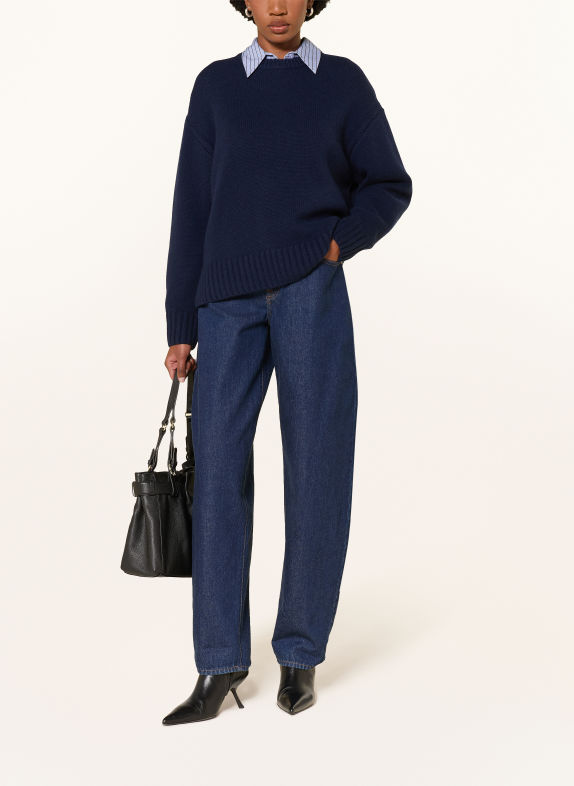 MRS & HUGS Oversized trui met kasjmier DONKERBLAUW