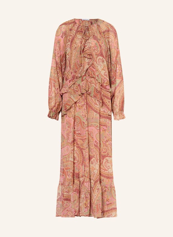 MRS & HUGS Dress with flounces LIGHT RED / BEIGE / LIGHT GREEN