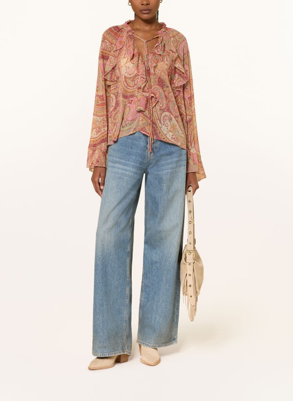 MRS & HUGS Blouse met volants LICHTROOD / BEIGE / LICHTGROEN
