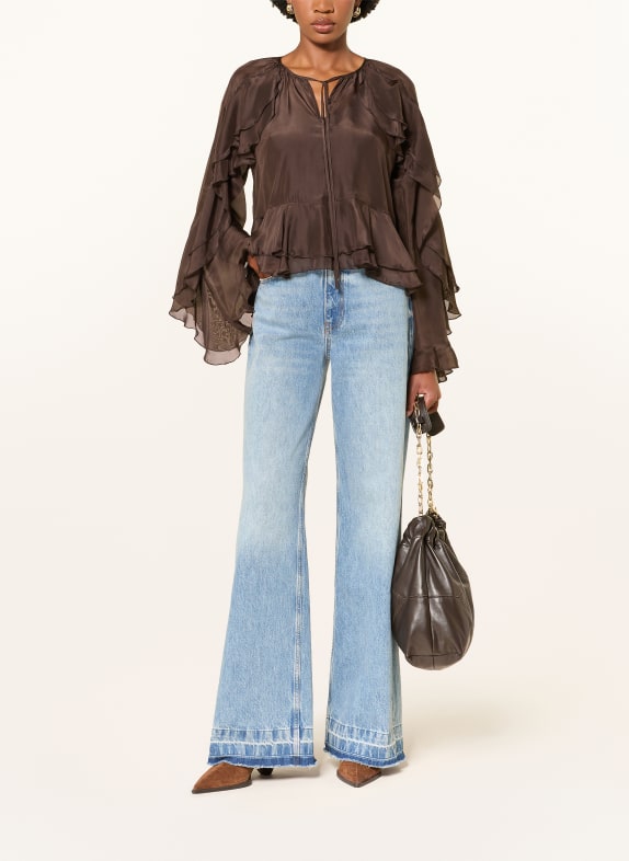 MRS & HUGS Blouse met volants MARRON FONCÉ