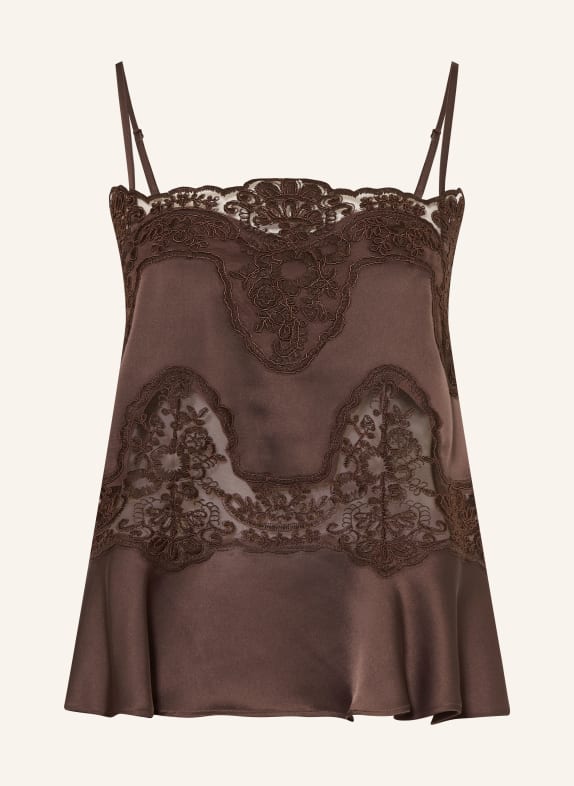 MRS & HUGS Blouse top with lace BROWN