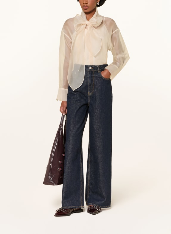 MRS & HUGS Zijden blouse met strik BEIGE