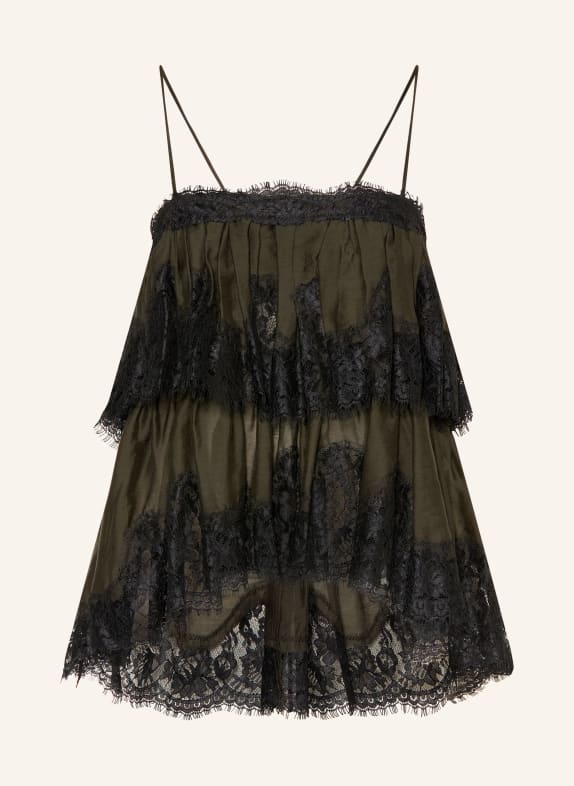 MRS & HUGS Blouse top with lace KHAKI / BLACK