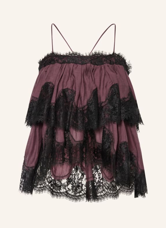 MRS & HUGS Blouse met kant DONKERPAARS / ZWART