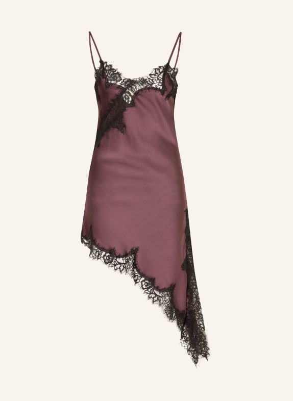 MRS & HUGS Satin dress with lace DARK PURPLE / BLACK