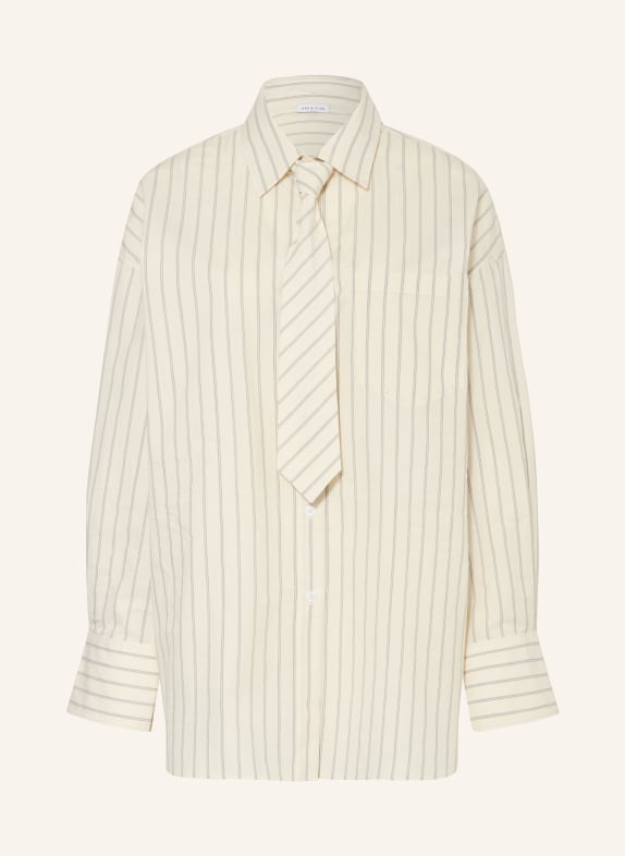 MRS & HUGS Overhemdblouse met zijde CRÈME / DONKERGRIJS