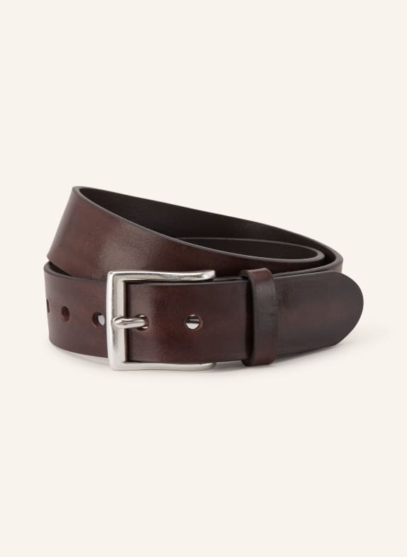 STROKESMAN'S Leather belts DARK BROWN / SILVER