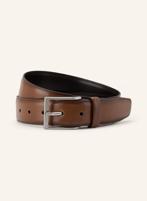 STROKESMAN'S Leather belts LIGHT BROWN / SILVER