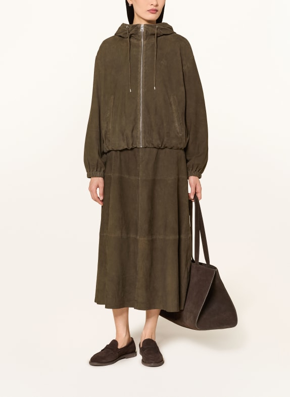 Marc O'Polo Leather jacket DARK GREEN