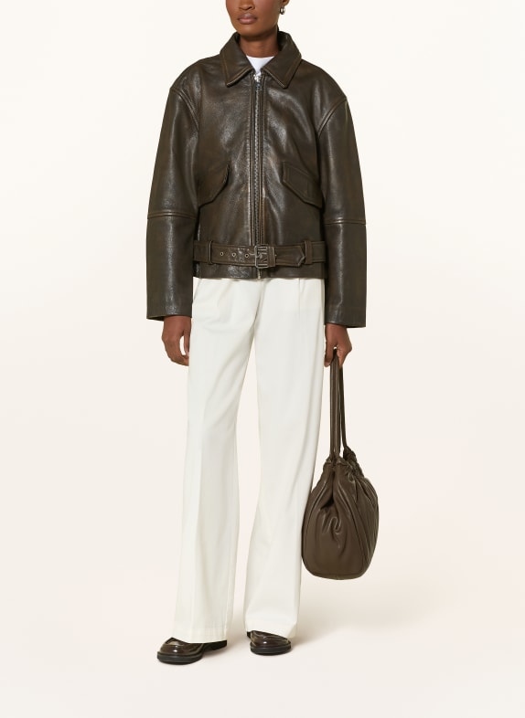 Marc O'Polo Leather jacket DARK BROWN