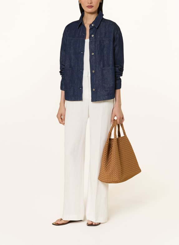 Marc O'Polo Jeansbluse mit Leinen 4440 Dark Blue_Multi_01