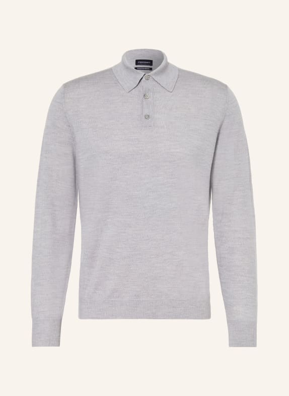 STROKESMAN'S Strick-Poloshirt aus Merinowolle HELLGRAU