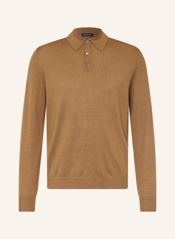 STROKESMAN'S Merinowool knit polo shirt CAMEL