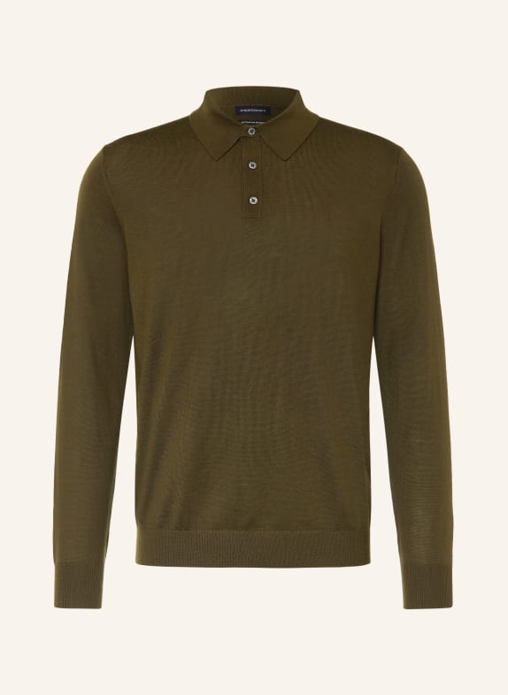 STROKESMAN'S Merinowool knit polo shirt OLIVE