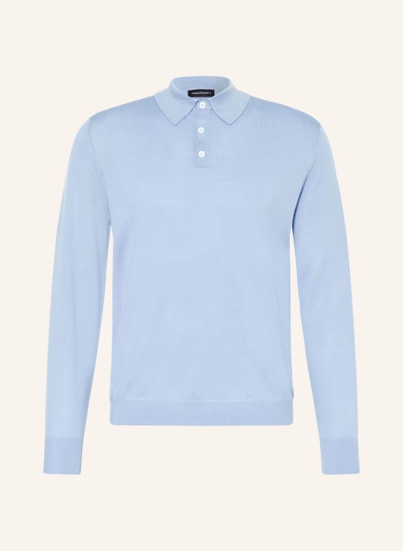 STROKESMAN'S Strick-Poloshirt aus Merinowolle HELLBLAU