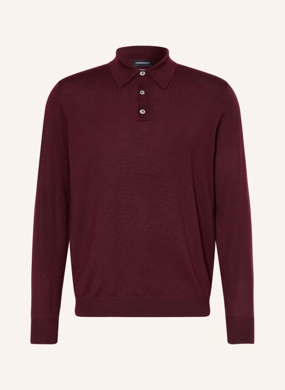 STROKESMAN'S Merinowool knit polo shirt DARK RED