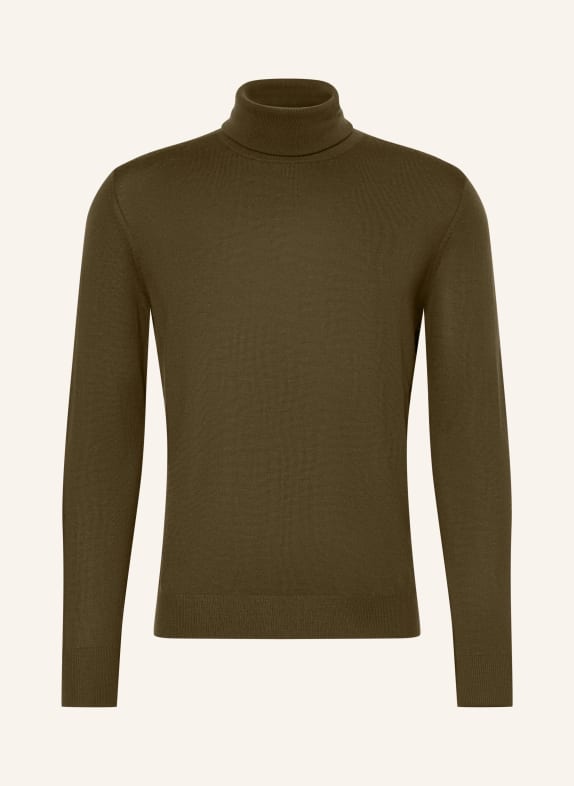 STROKESMAN'S Merino wool turtleneck sweater OLIVE