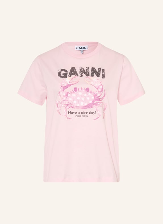 GANNI T-shirt LYSEROSA / MØRKEGRÅ / PINK