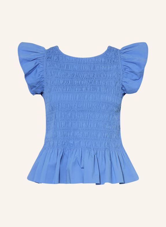 GANNI Blouse-style shirt with ruffles BLUE