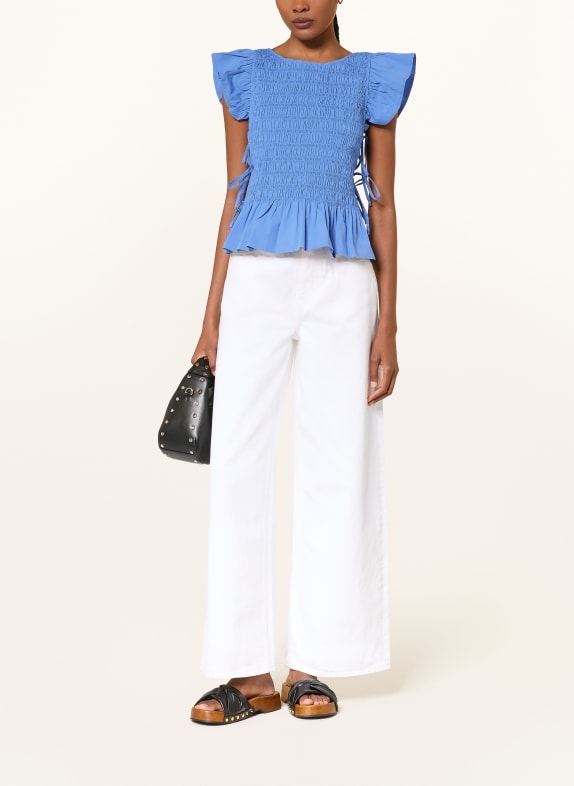 GANNI Blouse met volants BLAUW