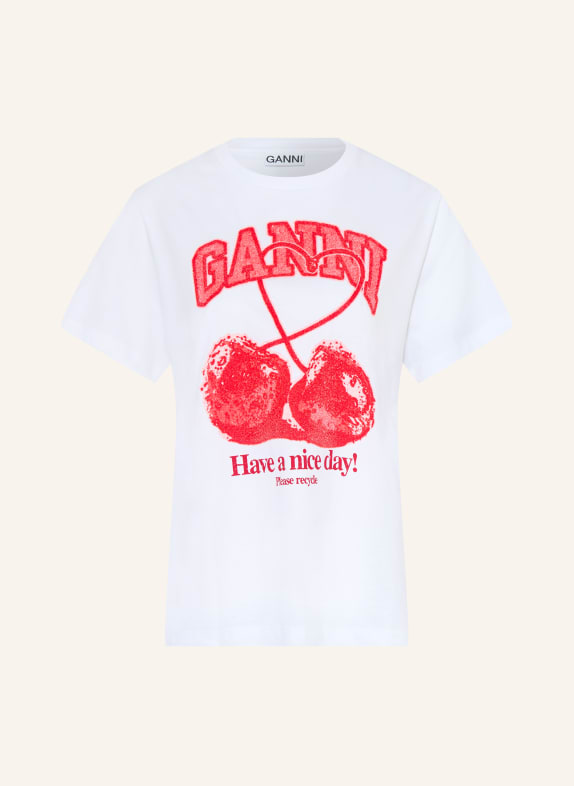 GANNI T-shirt WHITE / RED