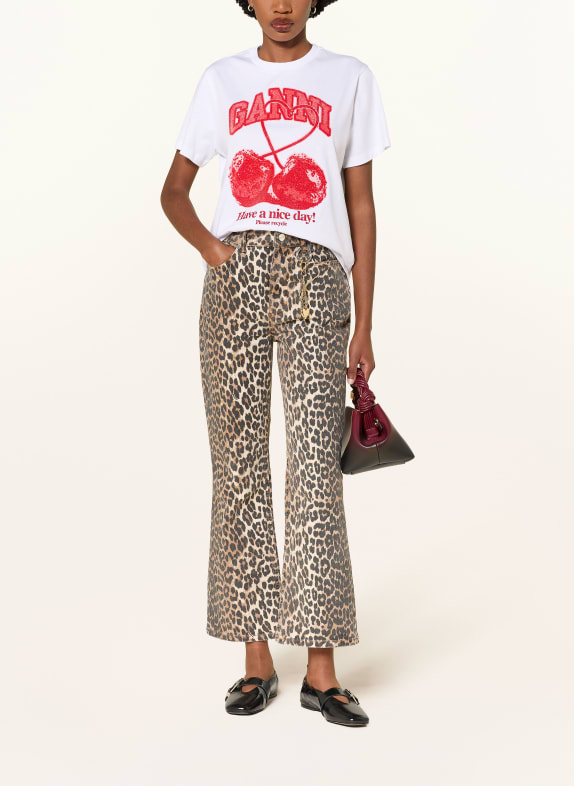 GANNI T-shirt WIT / ROOD