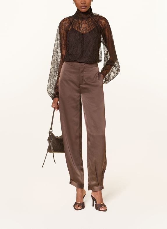 MRS & HUGS Kanten blouse met strik MARRON FONCÉ
