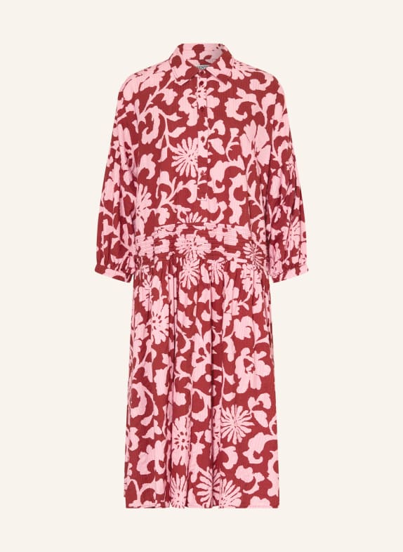 ESSENTIEL ANTWERP Robe chemise oversize JEA à manches 3/4 ROUGE FONCÉ / ROSE