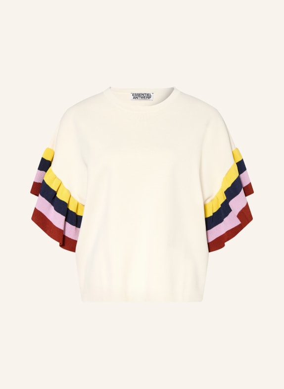 ESSENTIEL ANTWERP Tricou din tricot JANUARI ECRU / GALBEN / ALBASTRU ÎNCHIS