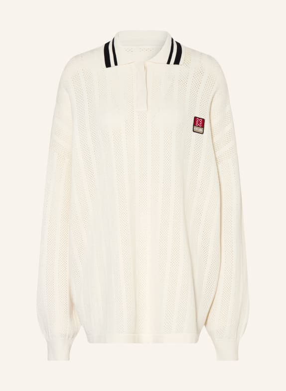 KARO KAUER Knit polo shirt CREAM / BLACK