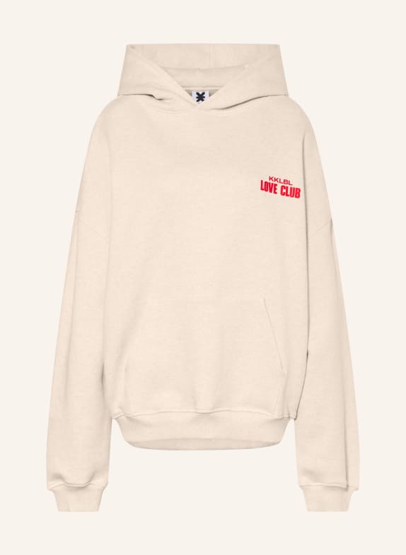 KARO KAUER Oversized mikina s kapucí BÉŽOVÁ / ČERVENÁ