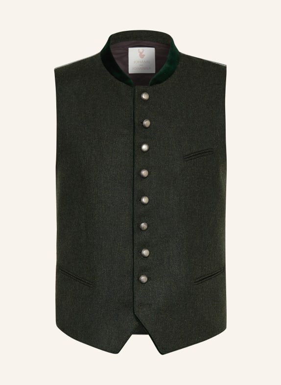 Johann & Johanna Traditional vest made of merino wool DARK GREEN / LIGHT GREEN