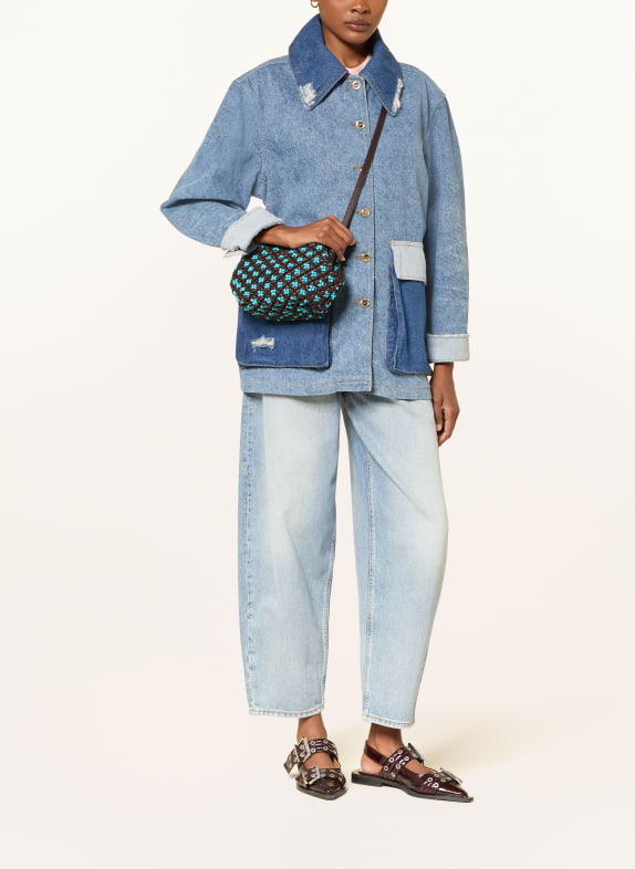 GANNI Handtas BOU MINI MARRON FONCÉ / TURQUOISE