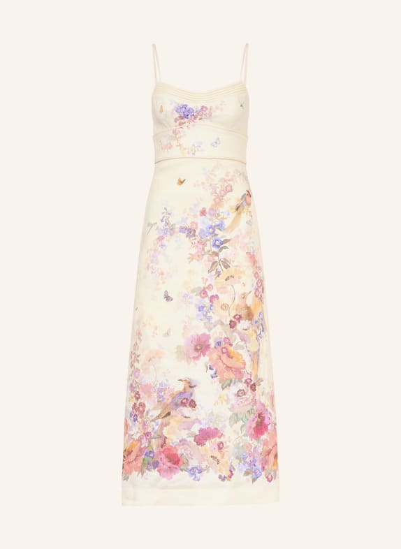 ZIMMERMANN Cocktailkleid ALCHEMY aus Leinen CREME / HELLLILA / LACHS