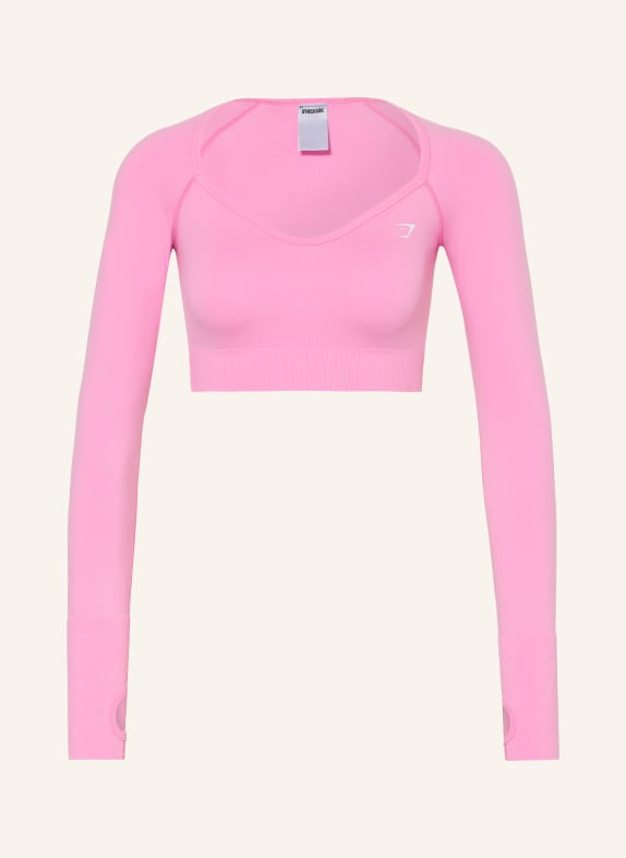 GYMSHARK Haut court à manches longues VITAL ROSE FUCHSIA