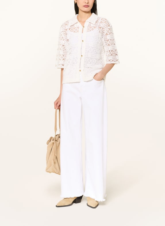 Smith & Soul Korte overhemdblouse van kant WIT
