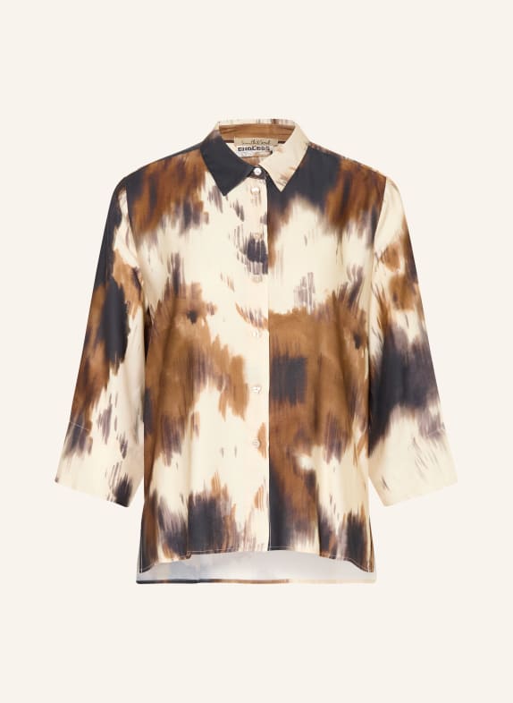 Smith & Soul Skjortebluse med 3/4-ærmer CREME / BRUN / SORT