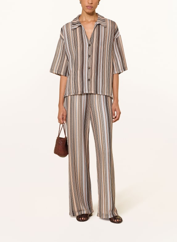 Smith & Soul Gebreide blouse MARRON FONCÉ / ZALM / LICHTBLAUW