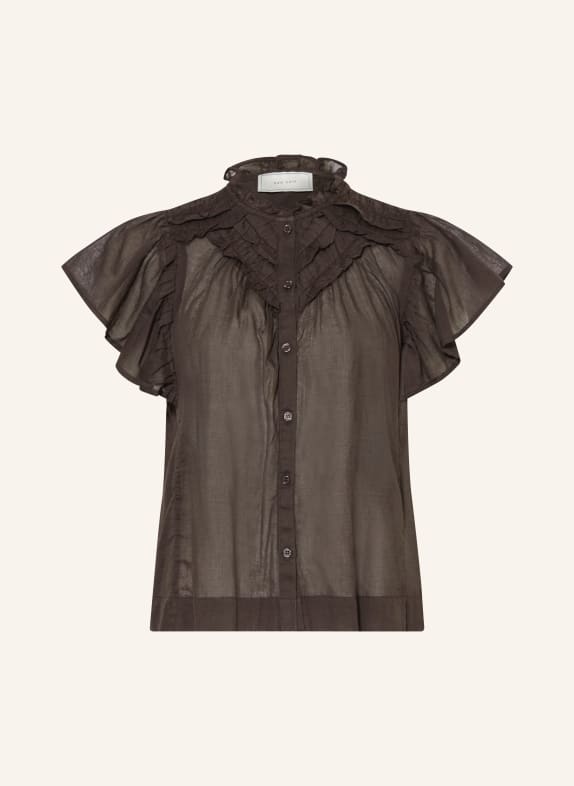 NEO NOIR VINSA S Blouse with Ruffles DARK BROWN