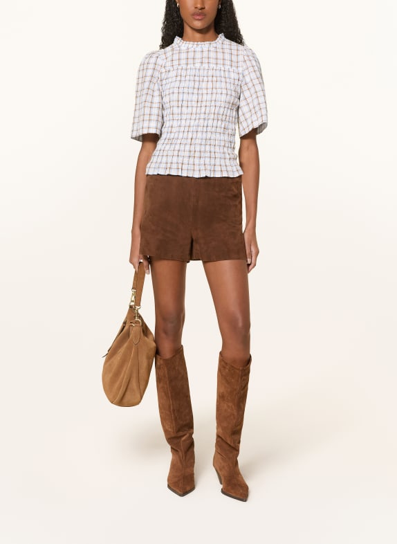 NEO NOIR Blouse POSSINI WIT / CAMEL / LICHTBLAUW