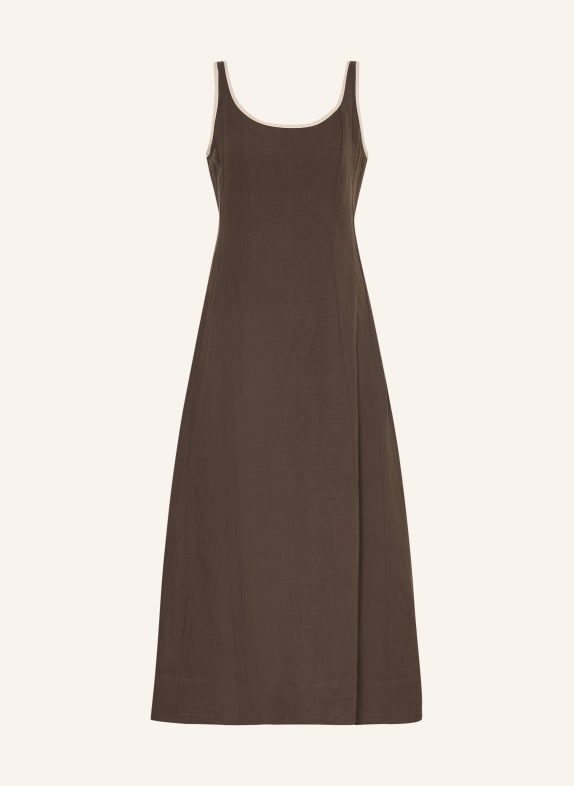 NEO NOIR Robe SAFINAN en lin MARRON FONCÉ