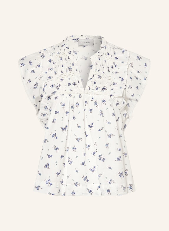 NEO NOIR Blusenshirt JAYLA mit Rüschen WEISS / HELLBLAU / DUNKELBLAU