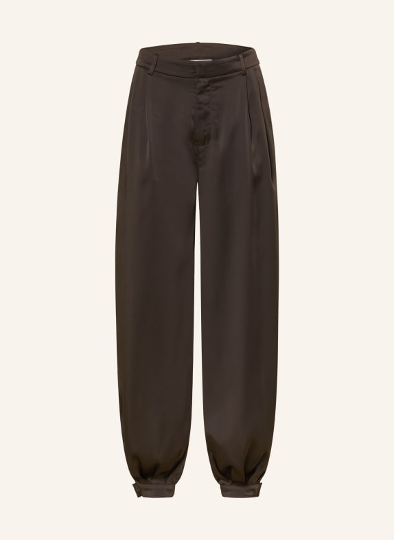 NEO NOIR Pantalon en satin FAYLA MARRON FONCÉ