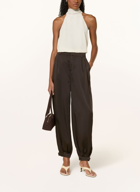 NEO NOIR Satijnen broek FAYLA MARRON FONCÉ