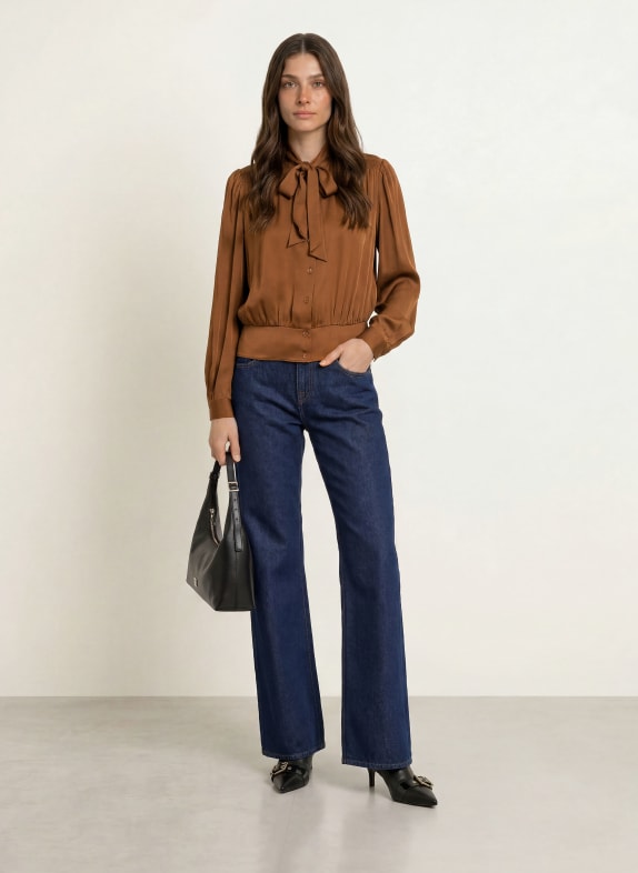 van Laack Strikblouse VL-YAISA-XX met zijde BRUIN