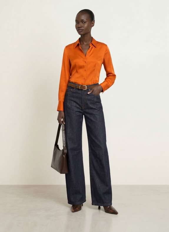 van Laack Overhemdblouse VL-ULIZ-XX met zijde DONKERORANJE