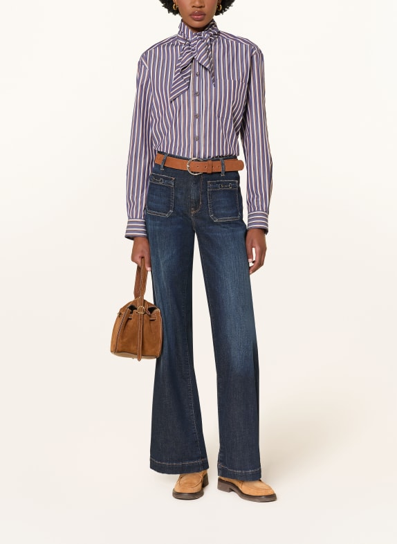 van Laack Blouse VL-FLOKEA-KOSV DARK BLUE / BROWN / ECRU