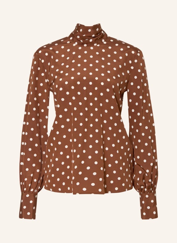 van Laack Strikblouse VL-IDENI-XX met zijde BRUIN / WIT